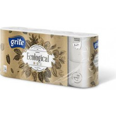 Tualetes papīrs GRITE Ecological 3 sl., baltā krāsā, 8 gab./iepak., 14.85m., 135 loksnes ( Iepak. x 2 )