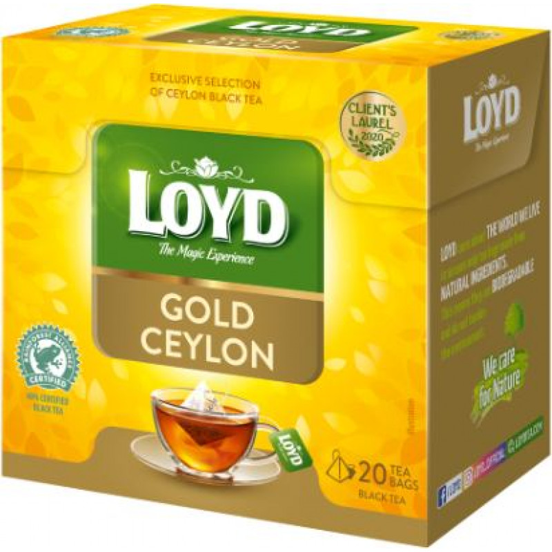 Menā tēja LOYD Pyramids Gold Ceylon, 20x2 g ( Iepak. x 2 )