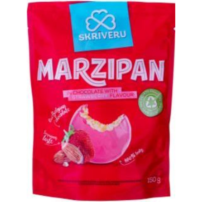 SKRĪVERU marcipāns šokolādē ar zemeņu garšu, 150 g