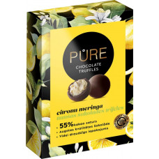 Tumšās šokolādes trifeles ar kraukšķīgo citronu meringas krēma pildījumu 148g, PURE
