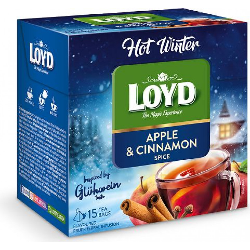 Augļu tēja LOYD Pyramids Hot Winter, ar āboliem un kanēli, 15x3g ( Gab. x 2 )