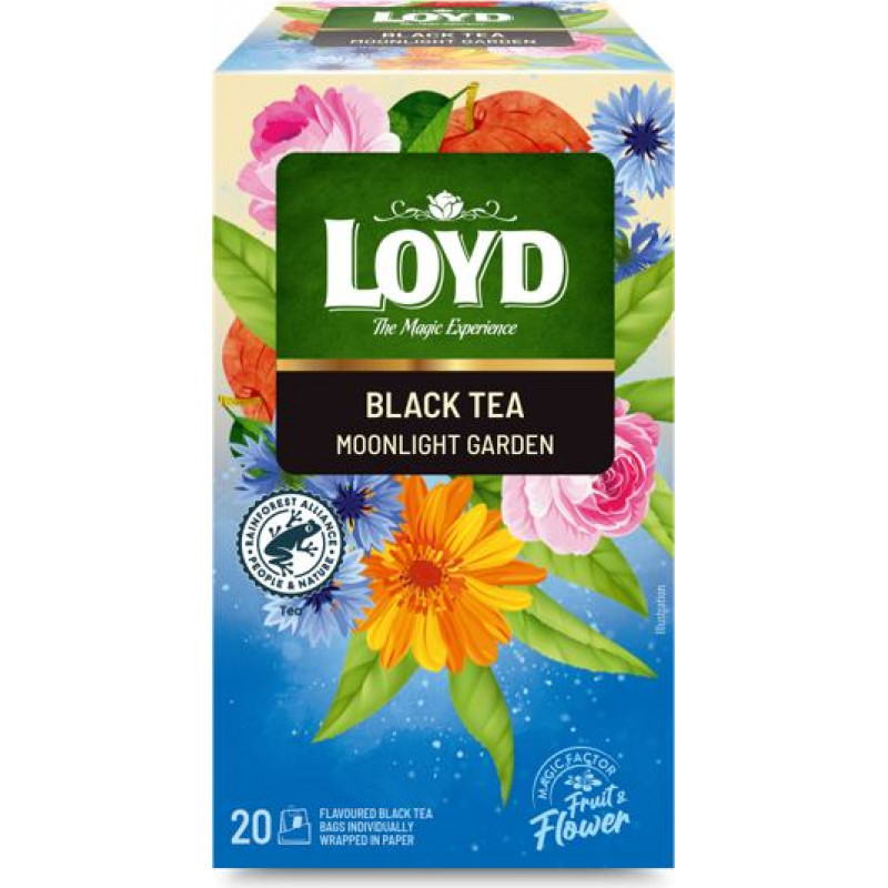 Aromatizēts melnās un zaļās tējas maisījums LOYD Moonlight Garden 20x1,75 g ( Gab. x 2 )
