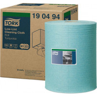 Tīrīšanas drāna TORK Premium Low-Lint W1, 27.5 cm x 180 m, 500 loksnes, tirkīza krāsa