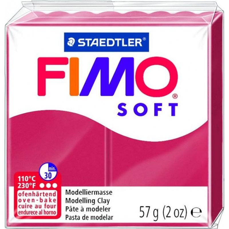 Cietējoša modelēšanas masa FIMO SOFT, 57 g, ķiršu krāsa (cherry red) ( Gab. x 2 )