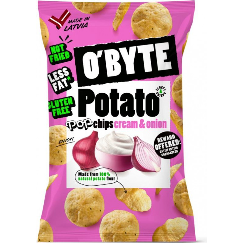 O'byte Kartupeļu čipsi ar skābā krējuma un sīpolu garšu 90g