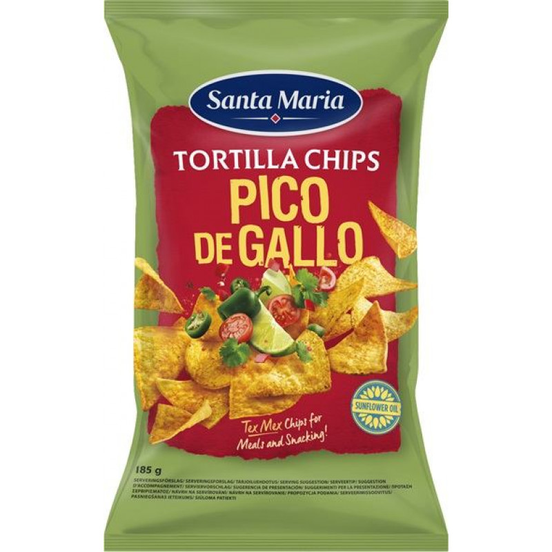 Kraukšķīgi kukurūzas čipši ar Pico de Gallo garšu 185g, Santa Maria