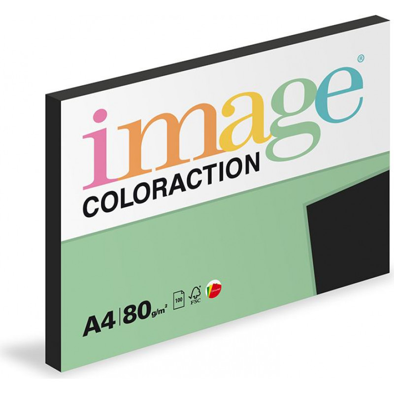Krāsains papīrs IMAGE COLORACTION, A4, 80 gsm, 50 loksnes, BLACK, No. 99