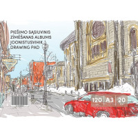 Zīmēšanas albums, 20 loksnes, A3, 120 gsm, vāks 130 gsm ( Gab. x 5 )