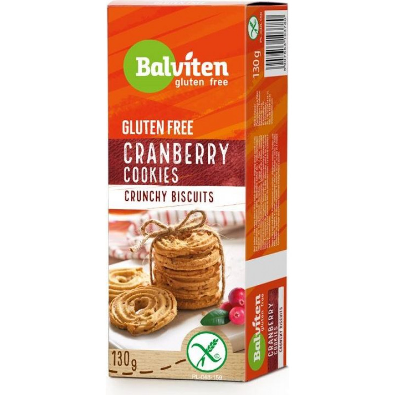 Balviten Gluten Free Dzērveņu cepumi BALVITEN, bez glutēna, 130g ( Gab. x 2 )