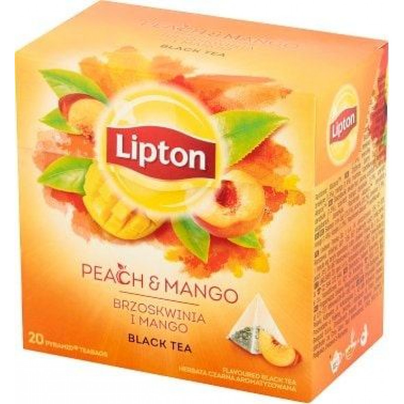 Melnā tēja LIPTON Persiku Mango, piramīdas, 20gab ( Gab. x 2 )