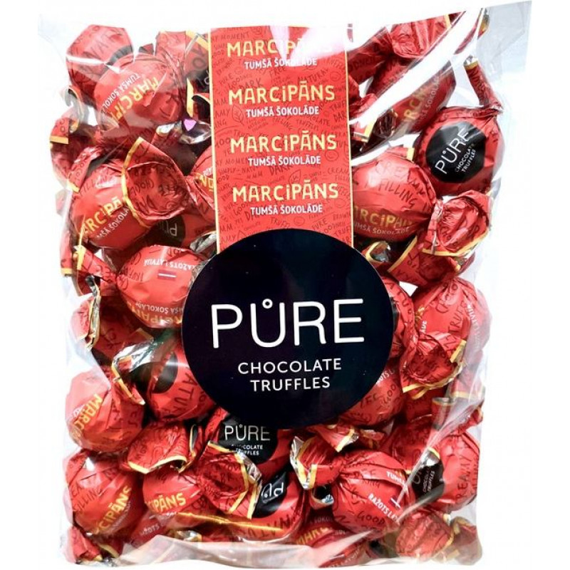 Šokolādes trifeles ar marcipāna krēma pildījumu 500g, PURE