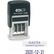 Zīmogs COLOP datumu numerators Mini-Dater S160 D16 (ISO-standarts YYYY-MM-DD) melns korpuss, zils spliventiņš