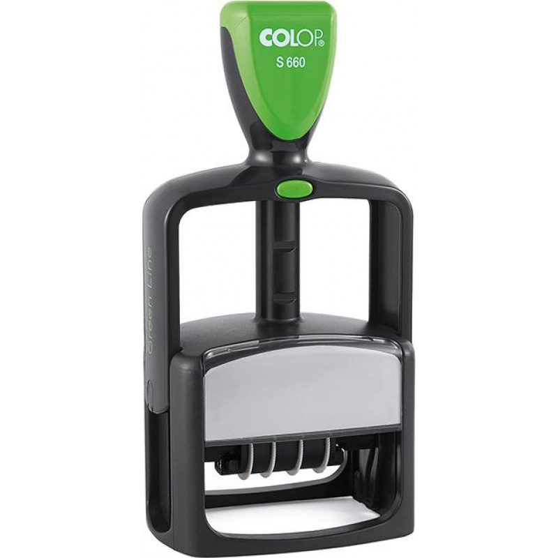 Zīmogs COLOP S660 Green Line D03, DD.MMM.YYYY, zils spilventiņš