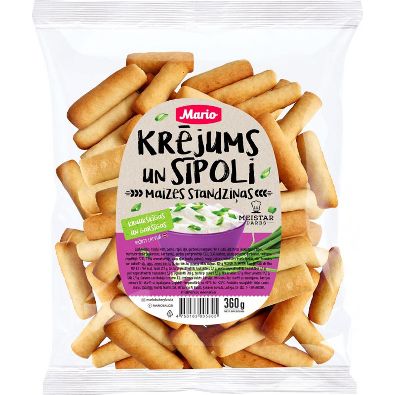 Maizes standziņas MARIO Sīpoli un krējums, 360g ( Gab. x 2 )