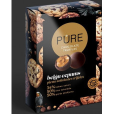 Piena šokolādes trifeles ar beļģu cepumu krēma pildījumu 148g, PURE