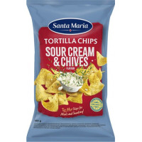 Kraukšķīgie kukurūzas čipši ar skābo krējumu un maurloku garšu 185g, Santa Maria