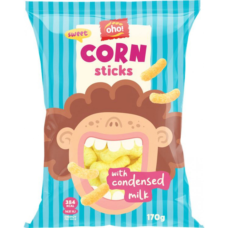Kukurūzas nūjiņas Oho Ar kondensēto pienu 170g ( Gab. x 3 )
