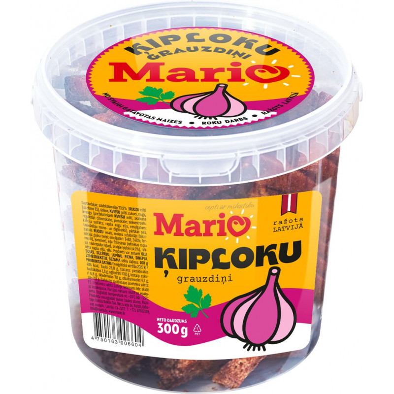Grauzdiņi MARIO, ar ķiploku garšu, 300g ( Gab. x 5 )