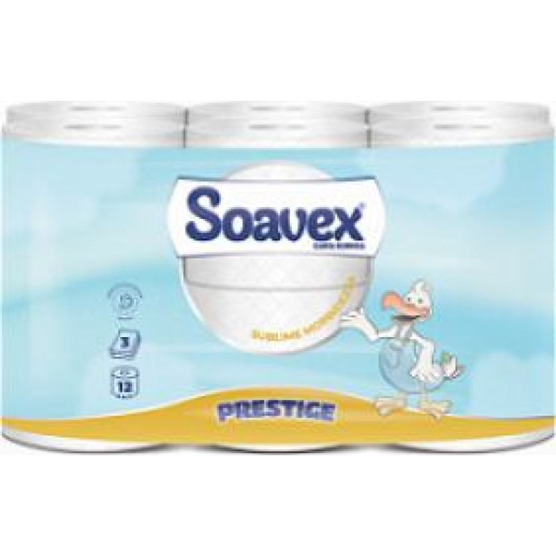 Tualetes papīrs 12 ruļļi,  3 slāņu,  20m SOAVEX Maxi Prestige