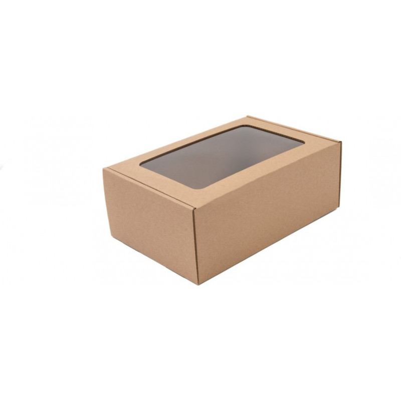 Superbox Dāvanu kastīte ar logu, brūna, A5 izmēra ( Gab. x 5 )
