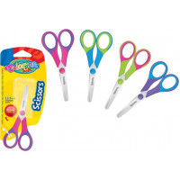 Šķēres COLORINO KIDS 13,5 cm, ar gumijotiem rokturiem, blisterī