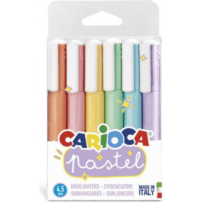 Marķieris CARIOCA, 6 dažādas pasteļkrāsas