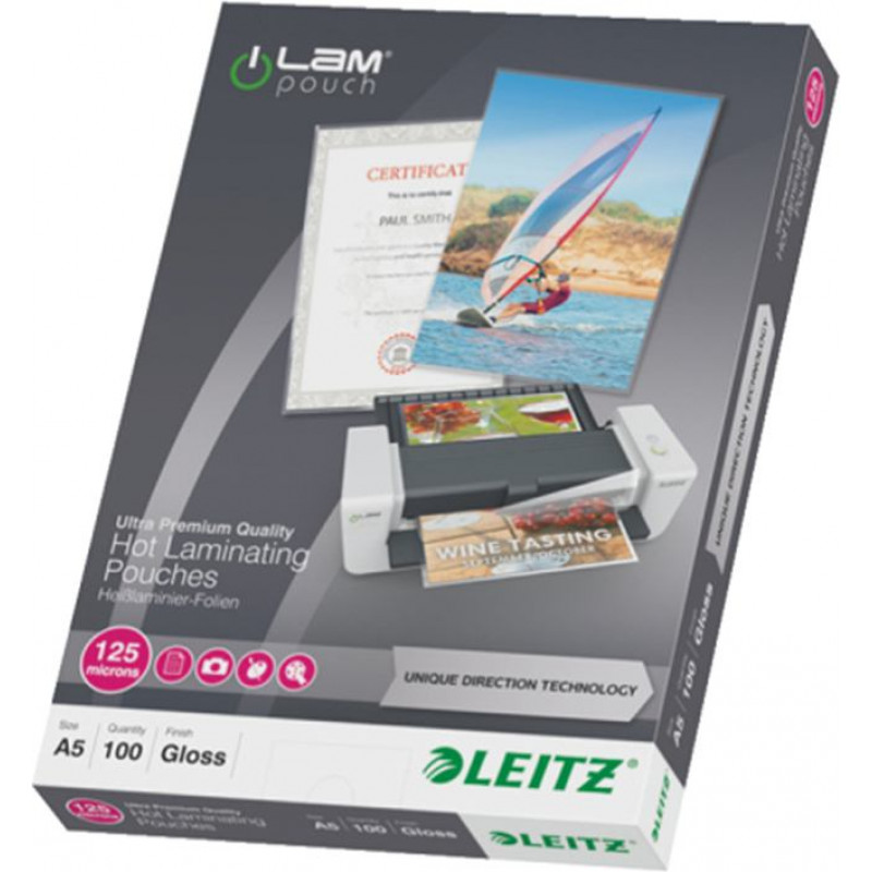 Laminēšanas kabata LEITZ, A5, 154x216 mm, 125 mikr, UDT, 100 gab./iepak.