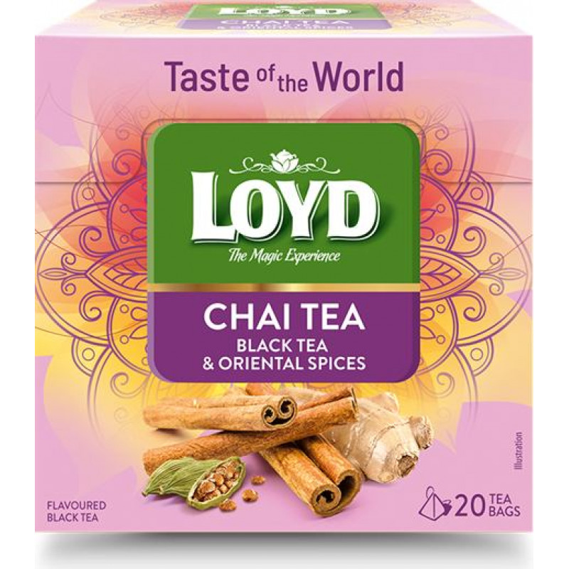 Aromatizēta melnā tēja LOYD Chai ar kanēli, ingveru un kardamonu, 20 x 1,8g ( Gab. x 2 )