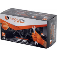 Nitrila cimdi bez pūdera Manutril, XL, oranži, īpaši izturīgi, 100 gab.