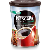 Šķīstošā kafija NESCAFE CLASSIC Strong, metāla bundžā, 250g