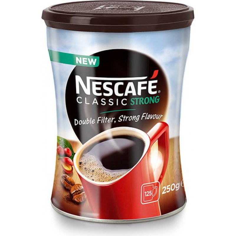 Šķīstošā kafija NESCAFE CLASSIC Strong, metāla bundžā, 250g