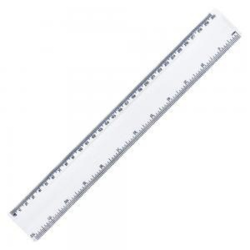 Lineāls 30cm,  caurspīdīgs