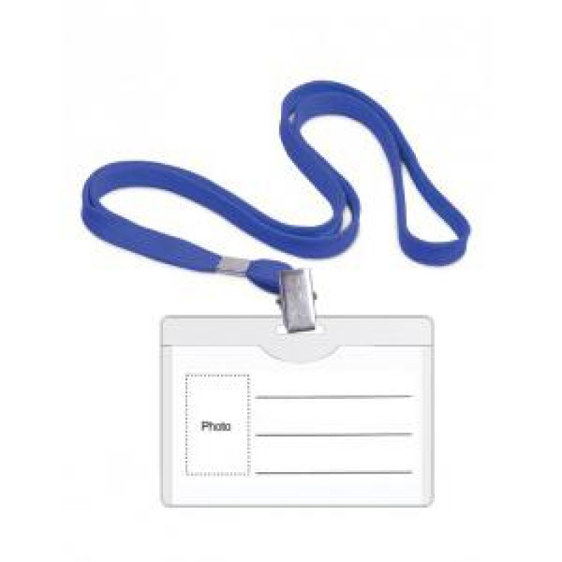 Personas karte 90x54mm ar tekstila zilu auklu